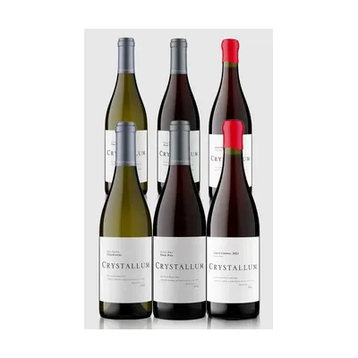 Smagekasse med 6 flasker Crystallum vine.