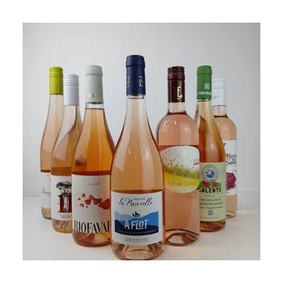Rosé flytte-smagskasse - DK´s  vildeste tilbud, 7 Økologiske rosévine fra Italien, Frankrig, Ørstrig & Spanien. Version 2.